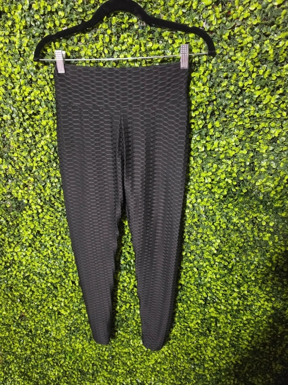 Black Textured High Waist Leggings